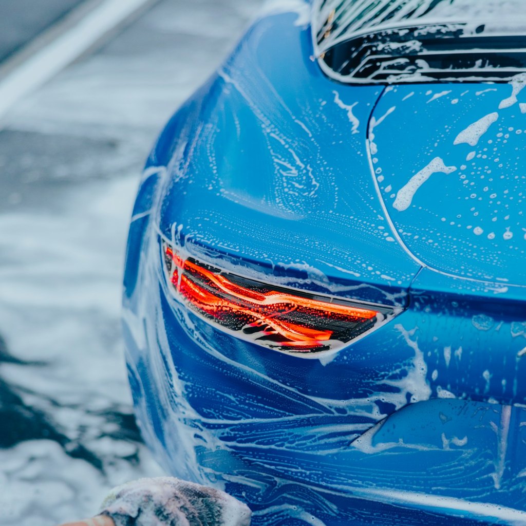 Car being professionally washed